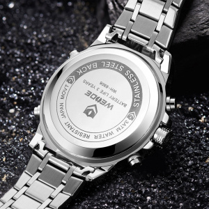 Ceas WEIDE, Quartz, Casual Sport, Negru, Curea Metalica, WH6906-1C