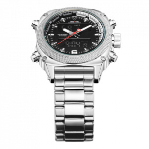 Ceas WEIDE, Quartz, Casual Sport, Negru, Curea Metalica, WH7302-1C