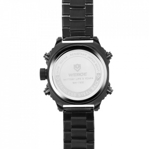 Ceas WEIDE, Quartz, Casual Sport, Negru, Curea Metalica, WH7302B-1C