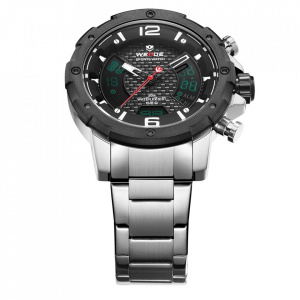 Ceas WEIDE, Quartz, Casual Sport, Negru, Curea Metalica, WH8504-1C