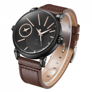 Ceas WEIDE, Quartz, Casual Sport, Negru, Curea Piele, UV1508B-1C