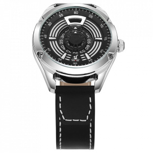 Ceas WEIDE, Quartz, Casual Sport, Negru, Curea Piele, UV1701-1C