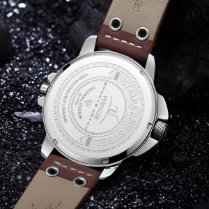 Ceas WEIDE, Quartz, Casual Sport, Negru, Curea Piele, UV1702-3C