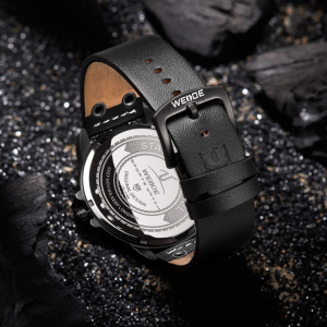 Ceas WEIDE, Quartz, Casual Sport, Negru, Curea Piele, UV1702B-5C