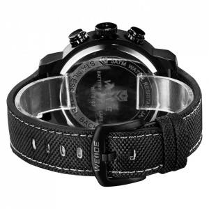 Ceas WEIDE, Quartz, Casual Sport, Negru, Curea Piele, WH6103B-1C