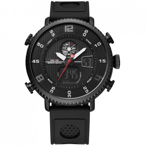 Ceas WEIDE, Quartz, Casual Sport, Negru, Curea Piele, WH6106B-1C