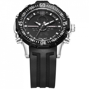 Ceas WEIDE, Quartz, Casual Sport, Negru, Curea Silicon, WH6105-7C