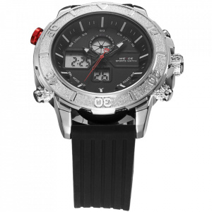 Ceas WEIDE, Quartz, Casual Sport, Negru, Curea Silicon, WH6108-3C
