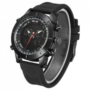 Ceas WEIDE, Quartz, Casual Sport, Negru, Curea Silicon, WH6309B-1C