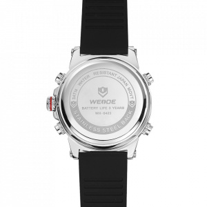 Ceas WEIDE, Quartz, Casual Sport, Negru, Curea Silicon, WH6403-1C