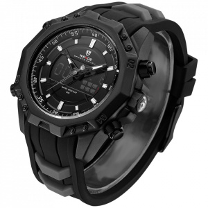 Ceas WEIDE, Quartz, Casual Sport, Negru, Curea Silicon, WH6406B-1C
