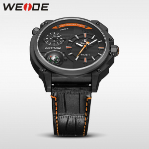 Ceas WEIDE, Quartz, Casual Sport, Orange, Curea Piele, UV1507B-5C