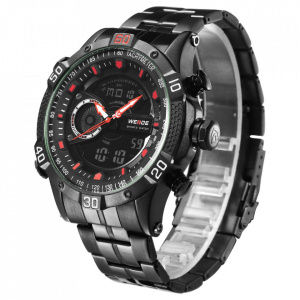 Ceas WEIDE, Quartz, Casual Sport, Rosu, Curea Metalica, WH6902B-2C