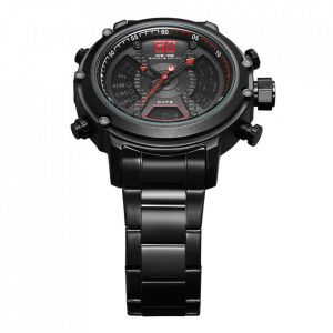 Ceas WEIDE, Quartz, Casual Sport, Rosu, Curea Metalica, WH6905B-2C