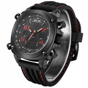 Ceas WEIDE, Quartz, Casual Sport, Rosu, Curea Silicon, WH5208B-2C