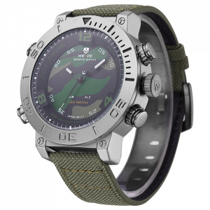 Ceas WEIDE, Quartz, Casual Sport, Verde, Curea Piele, WH6103-3C