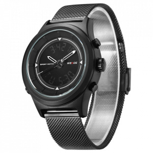 Ceas WEIDE, Quartz, Clasic, Negru, Curea Metalica, WH7305B-1C