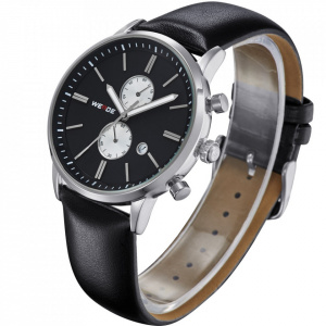 Ceas WEIDE, Quartz, Clasic, Negru, Curea Piele, WH3302-1C
