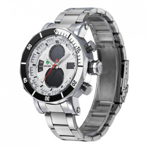 Ceas WEIDE, Quartz, Casual Sport, Alb, Curea Metalica, WH5203-2C
