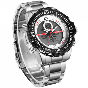 Ceas WEIDE, Quartz, Casual Sport, Alb, Curea Metalica, WH6105-2C