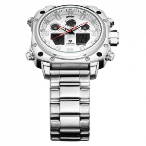Ceas WEIDE, Quartz, Casual Sport, Alb, Curea Metalica, WH7303-2C