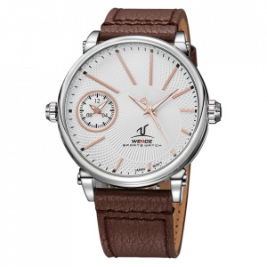 Ceas WEIDE, Quartz, Casual Sport, Alb, Curea Piele, UV1508-3C