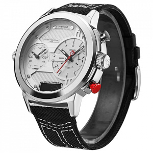 Ceas WEIDE, Quartz, Casual Sport, Alb, Curea Piele, WH6405-2C