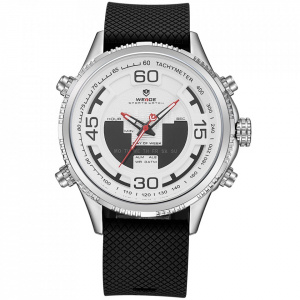 Ceas WEIDE, Quartz, Casual Sport, Alb, Curea Silicon, WH6306-4C