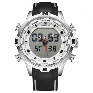 Ceas WEIDE, Quartz, Casual Sport, Alb, Curea Silicon, WH6310-2C