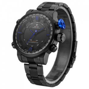 Ceas WEIDE, Quartz, Casual Sport, Albastru, Curea Metalica, WH6402B-4C