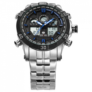 Ceas WEIDE, Quartz, Casual Sport, Albastru, Curea Metalica, WH6901-5C