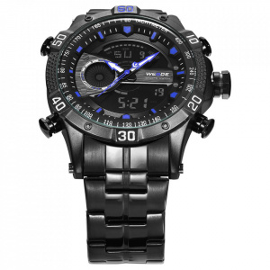 Ceas WEIDE, Quartz, Casual Sport, Albastru, Curea Metalica, WH6902B-4C