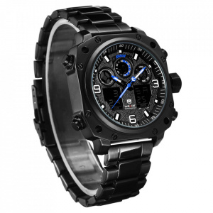 Ceas WEIDE, Quartz, Casual Sport, Albastru, Curea Metalica, WH7303B-3C