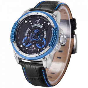 Ceas WEIDE, Quartz, Casual Sport, Albastru, Curea Piele, UV1605-5C