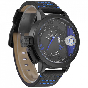 Ceas WEIDE, Quartz, Casual Sport, Albastru, Curea Piele, UV1606B-4C