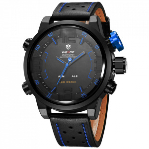 Ceas WEIDE, Quartz, Casual Sport, Albastru, Curea Piele, WH5210B-4C