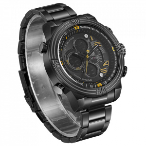 Ceas WEIDE, Quartz, Casual Sport, Galben, Curea Metalica, WH5209B-3C