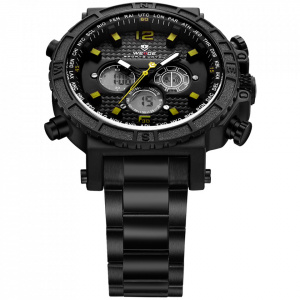Ceas WEIDE, Quartz, Casual Sport, Galben, Curea Metalica, WH6305B-3C
