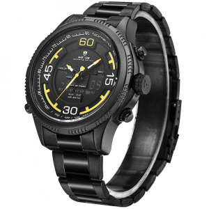 Ceas WEIDE, Quartz, Casual Sport, Galben, Curea Metalica, WH6306B-3C