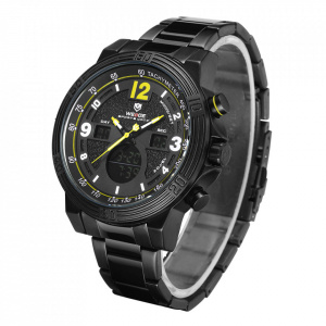 Ceas WEIDE, Quartz, Casual Sport, Galben, Curea Metalica, WH6908B-3C