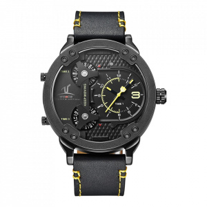 Ceas WEIDE, Quartz, Casual Sport, Galben, Curea Piele, UV1506B-3C