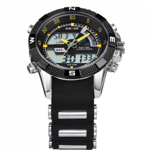 Ceas WEIDE, Quartz, Casual Sport, Galben, Curea Silicon, WH1104-12C