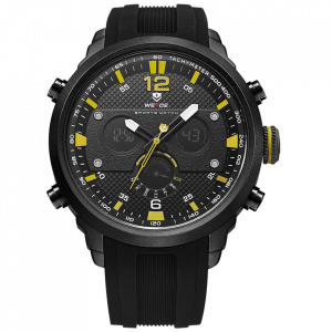 Ceas WEIDE, Quartz, Casual Sport, Galben, Curea Silicon, WH6303B-7C
