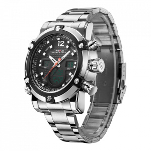 Ceas WEIDE, Quartz, Casual Sport, Negru, Curea Metalica, WH5205-1C
