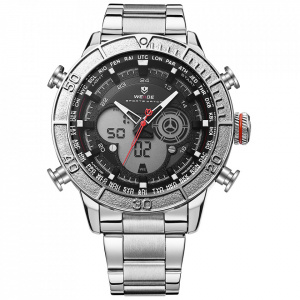 Ceas WEIDE, Quartz, Casual Sport, Negru, Curea Metalica, WH6308-1C