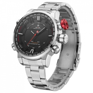 Ceas WEIDE, Quartz, Casual Sport, Negru, Curea Metalica, WH6402-1C