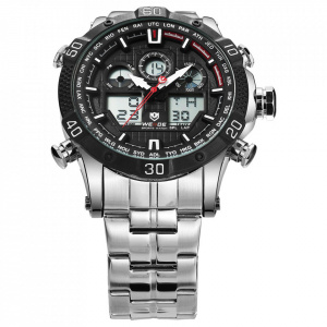 Ceas WEIDE, Quartz, Casual Sport, Negru, Curea Metalica, WH6901-1C