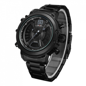 Ceas WEIDE, Quartz, Casual Sport, Negru, Curea Metalica, WH6905B-1C