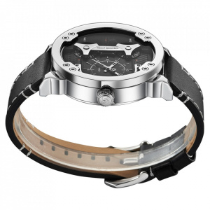 Ceas WEIDE, Quartz, Casual Sport, Negru, Curea Piele, UV1506-1C