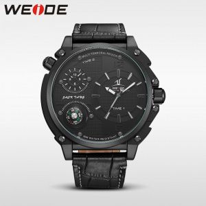 Ceas WEIDE, Quartz, Casual Sport, Negru, Curea Piele, UV1507B-1C